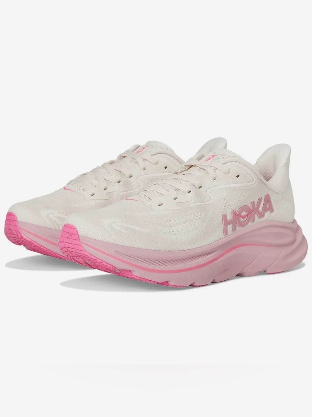 Hoka One One Clifton 10 Rose Cream And Dried Rose Color Womens running shoes
